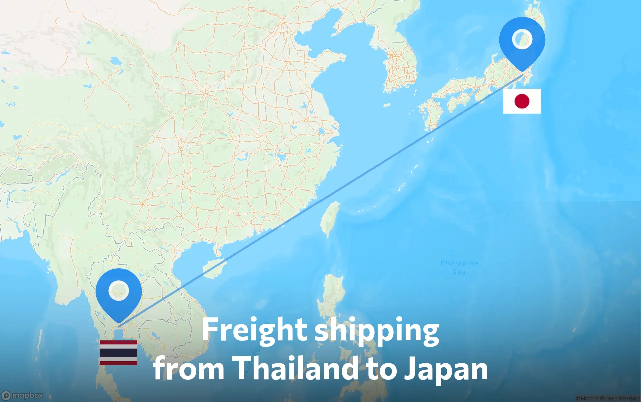 Shipping route from Thailand to Japan