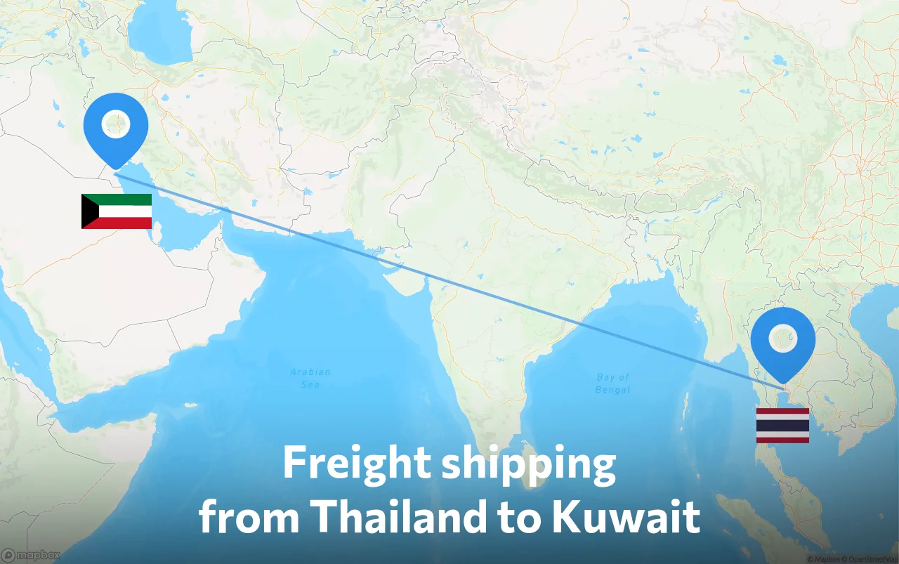 Shipping route from Thailand to Kuwait