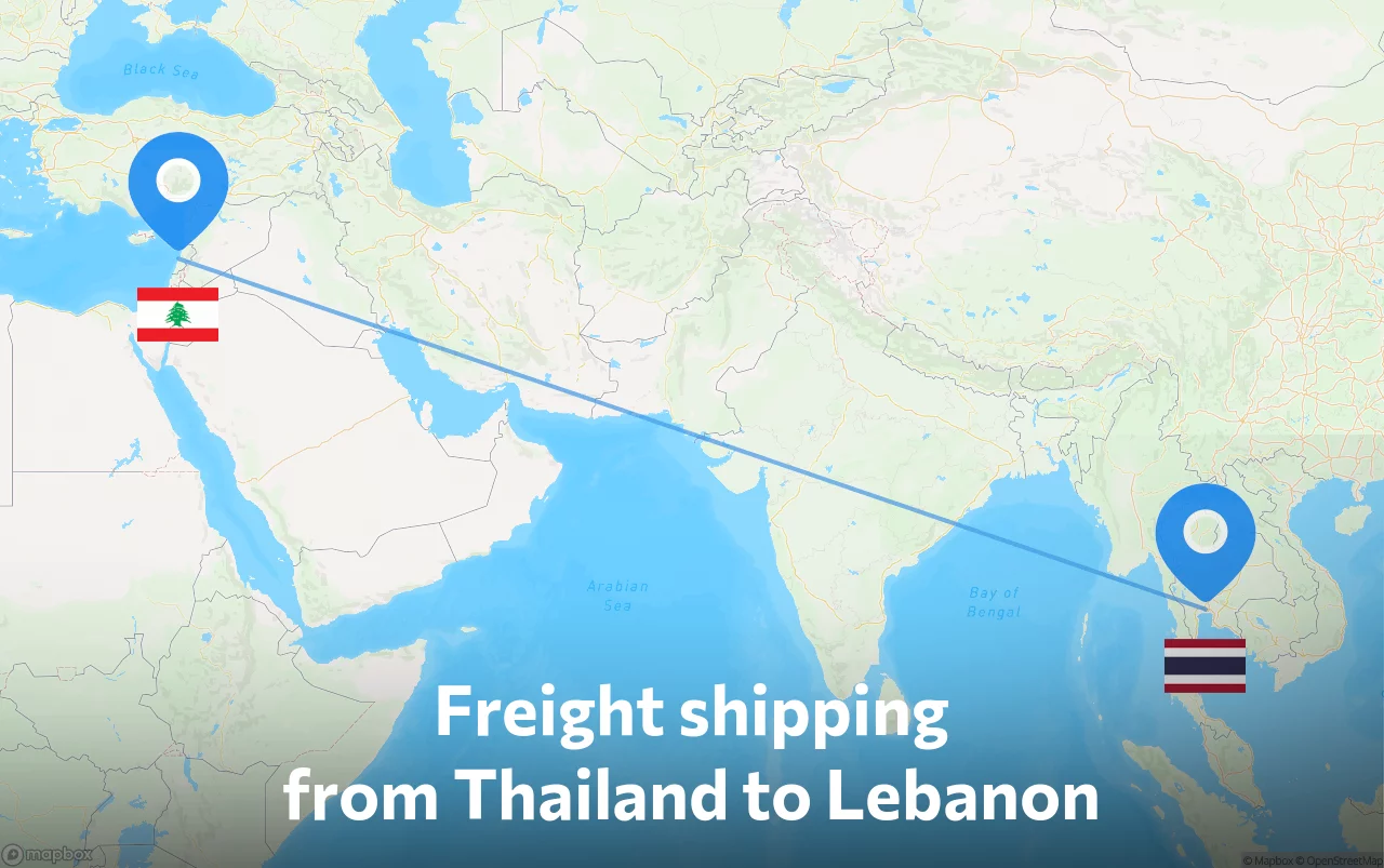 Shipping route from Thailand to Lebanon