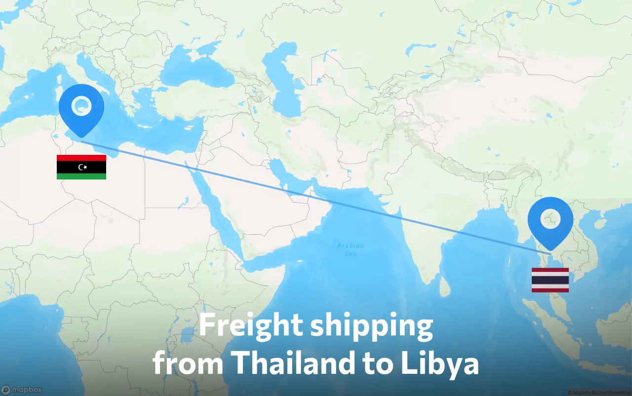 Shipping route from Thailand to Libya