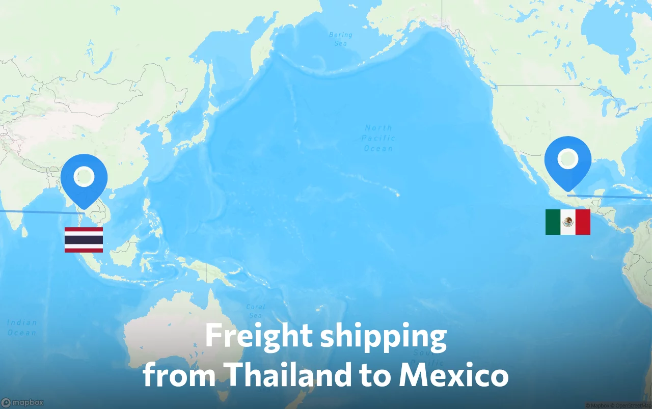 Shipping route from Thailand to Mexico