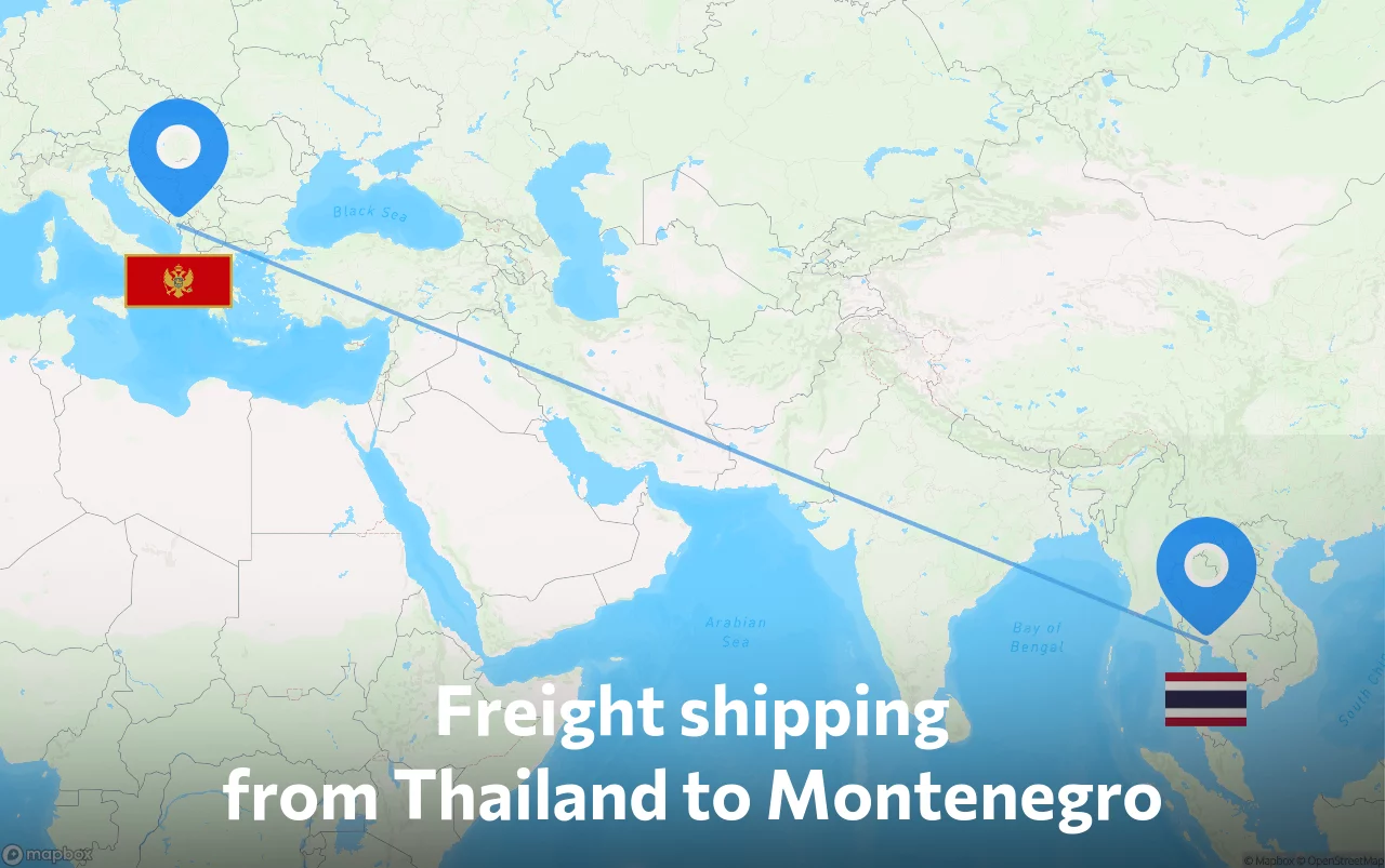 Shipping route from Thailand to Montenegro