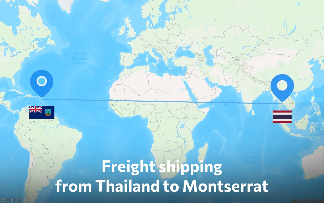Shipping route from Thailand to Montserrat