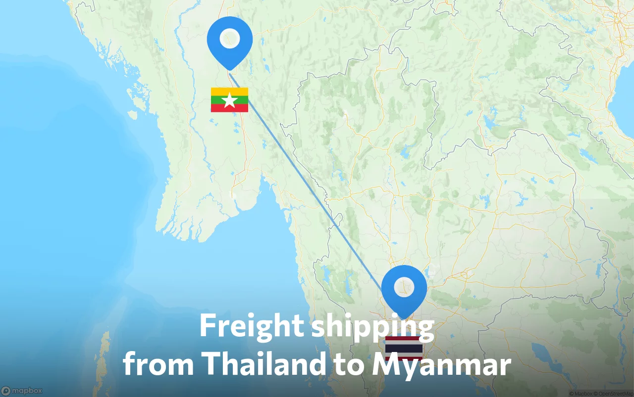 Shipping route from Thailand to Myanmar