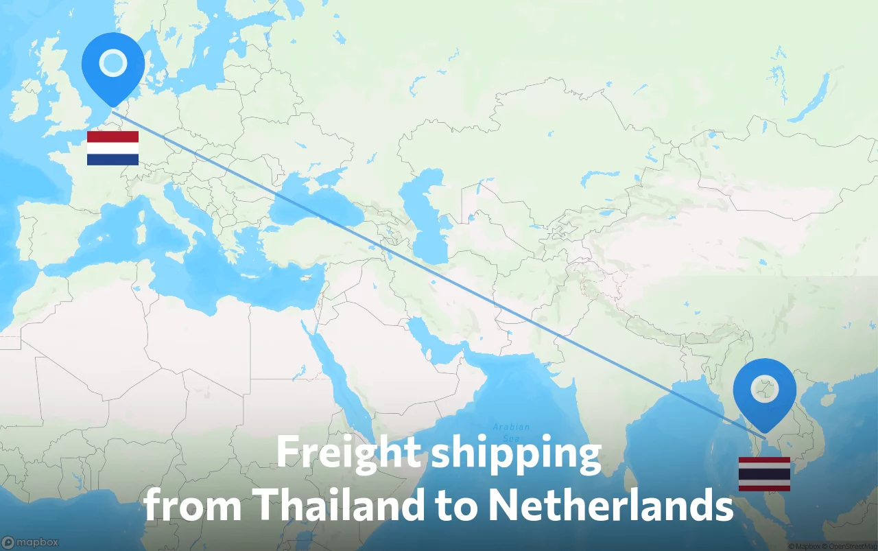 Shipping route from Thailand to Netherlands