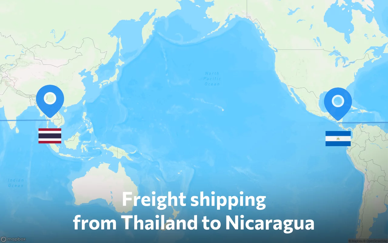 Shipping route from Thailand to Nicaragua