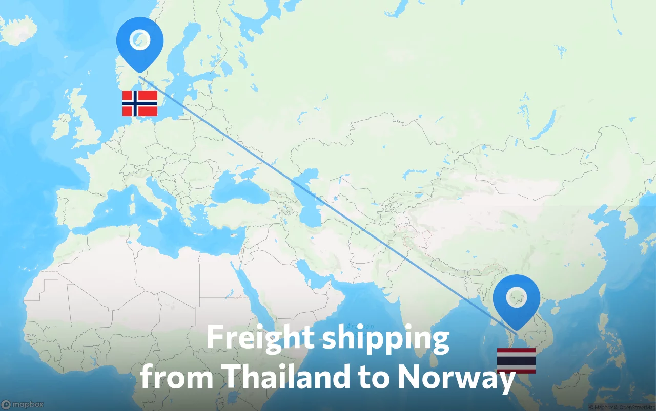 Shipping route from Thailand to Norway