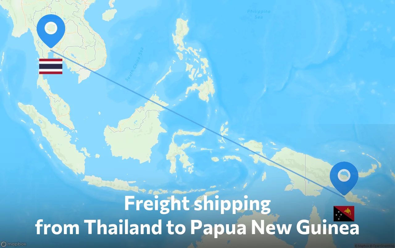 Shipping route from Thailand to Papua New Guinea