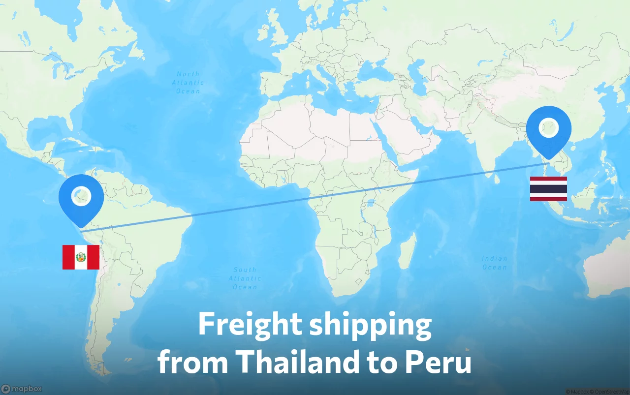 Shipping route from Thailand to Peru