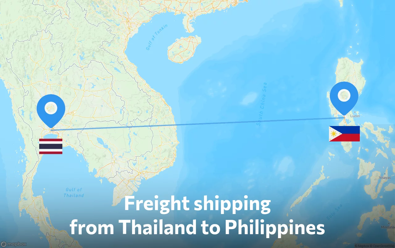Shipping route from Thailand to Philippines