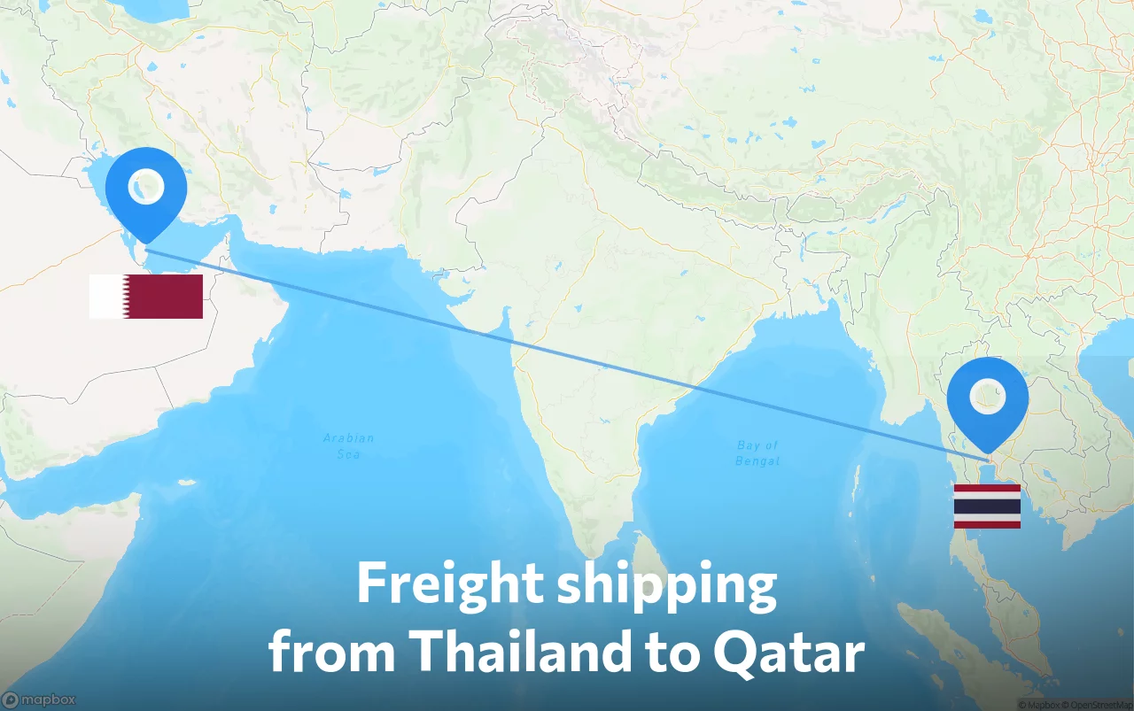 Shipping route from Thailand to Qatar