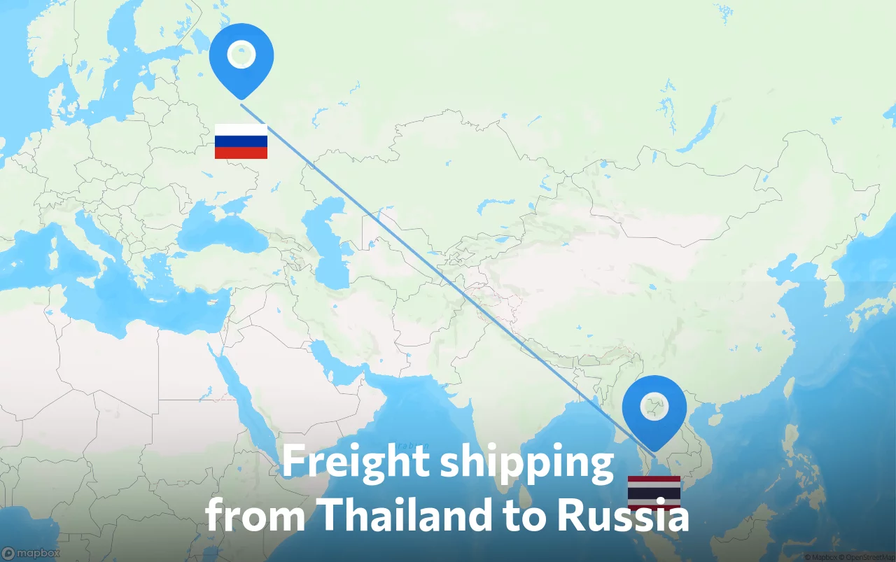 Shipping route from Thailand to Russia