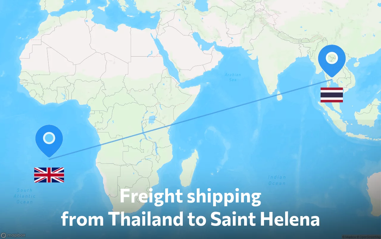 Shipping route from Thailand to Saint Helena