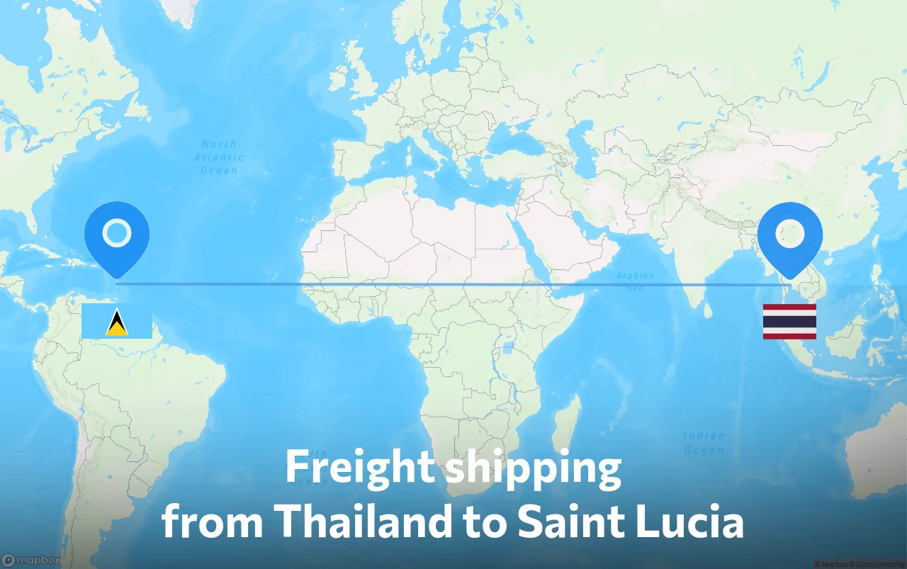 Shipping route from Thailand to Saint Lucia