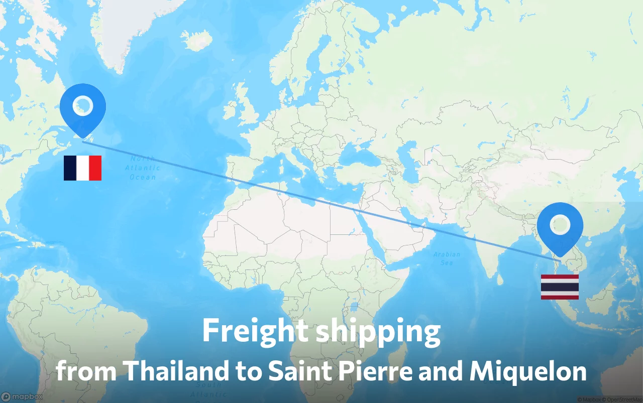 Shipping route from Thailand to Saint Pierre and Miquelon