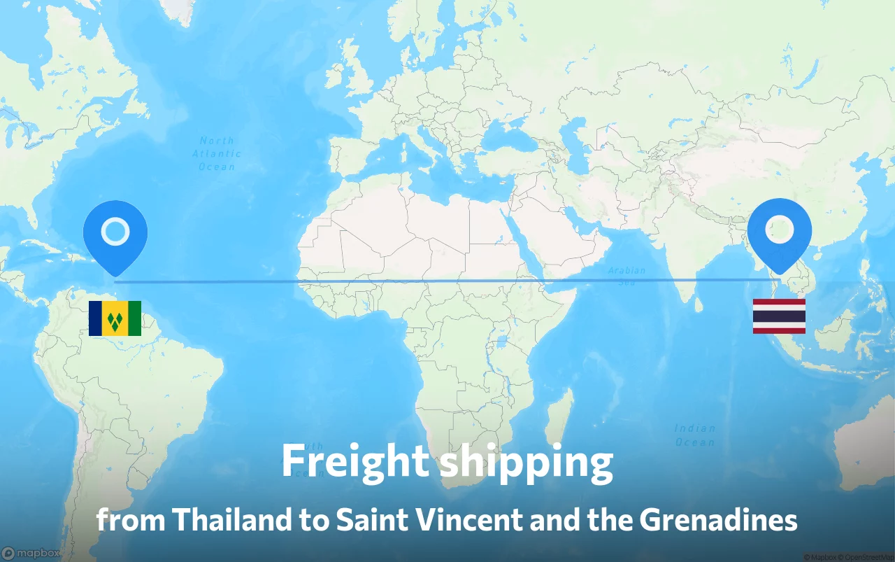 Shipping route from Thailand to Saint Vincent and the Grenadines