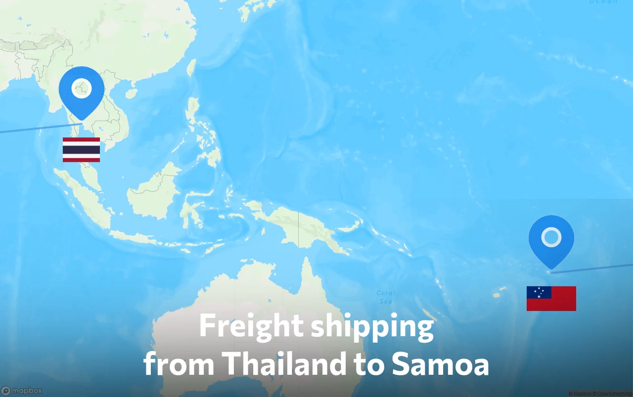 Shipping route from Thailand to Samoa