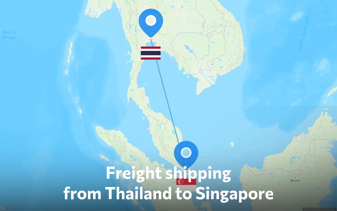 Shipping route from Thailand to Singapore