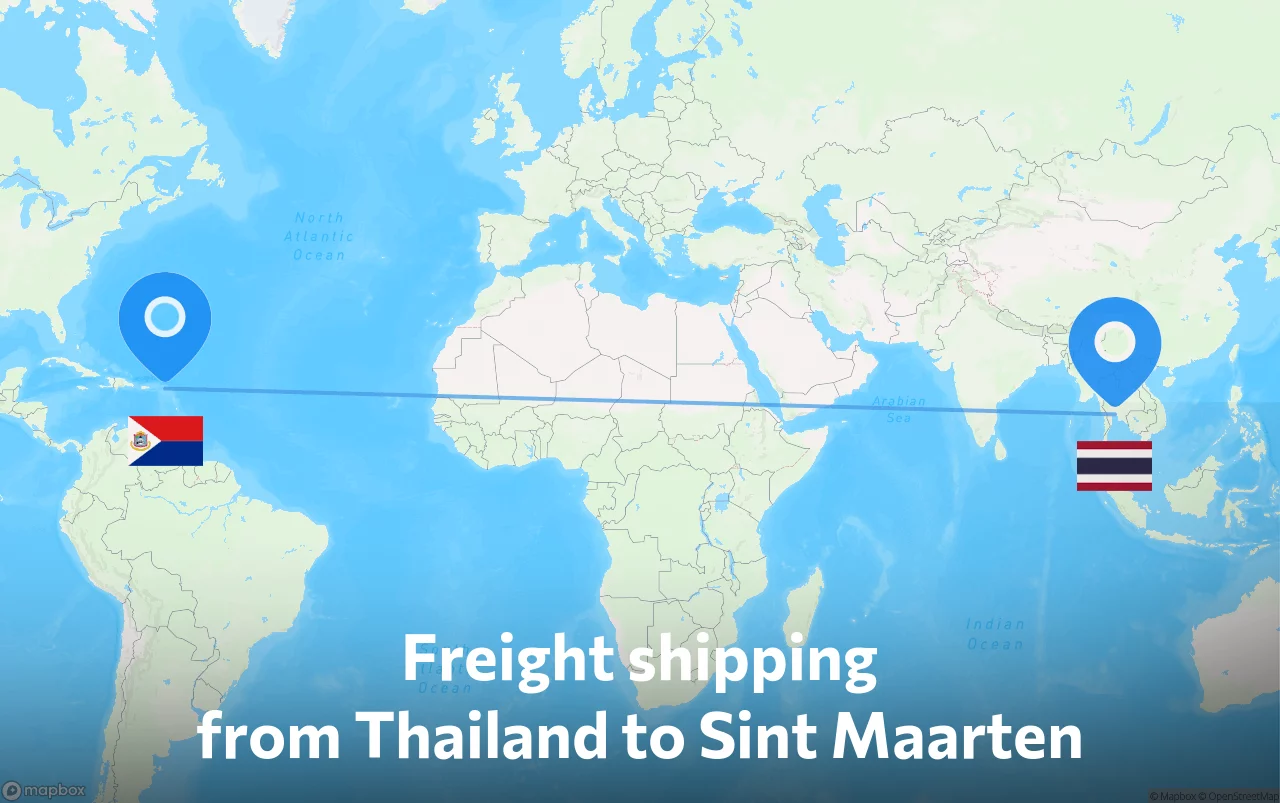 Shipping route from Thailand to Sint Maarten