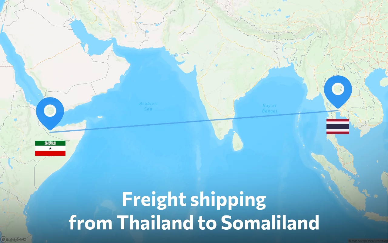 Shipping route from Thailand to Somaliland