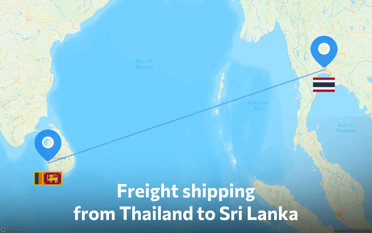 Shipping route from Thailand to Sri Lanka