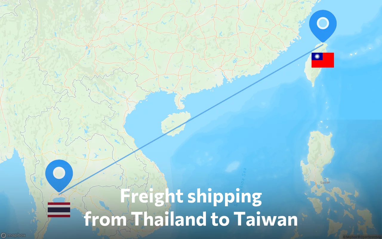Shipping route from Thailand to Taiwan