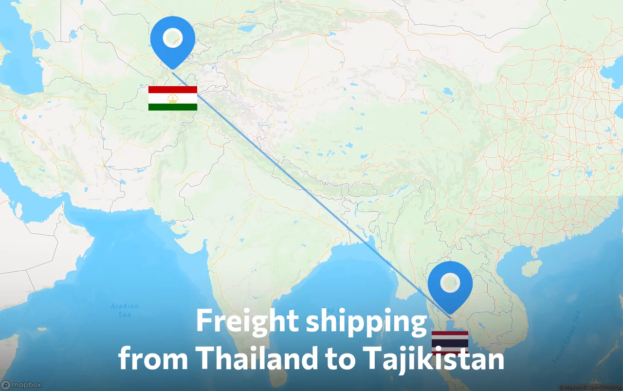 Shipping route from Thailand to Tajikistan