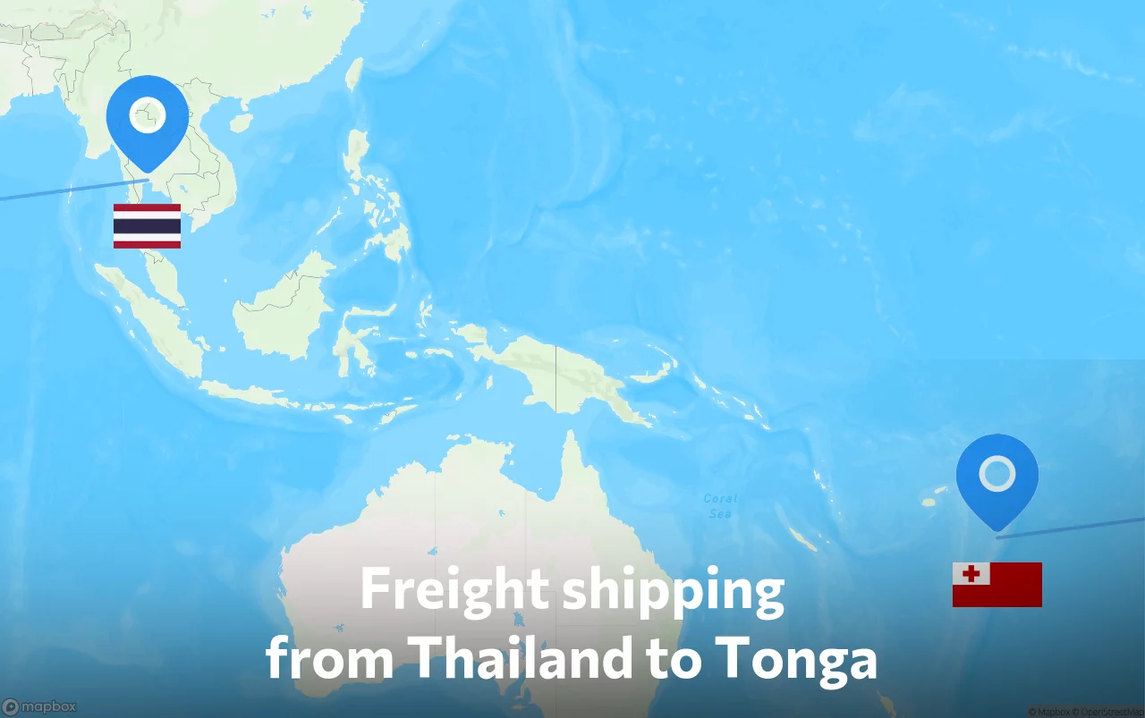 Shipping route from Thailand to Tonga