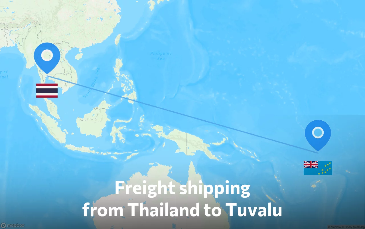 Shipping route from Thailand to Tuvalu