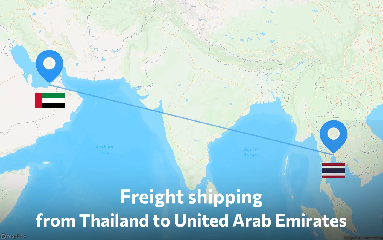 Shipping route from Thailand to United Arab Emirates