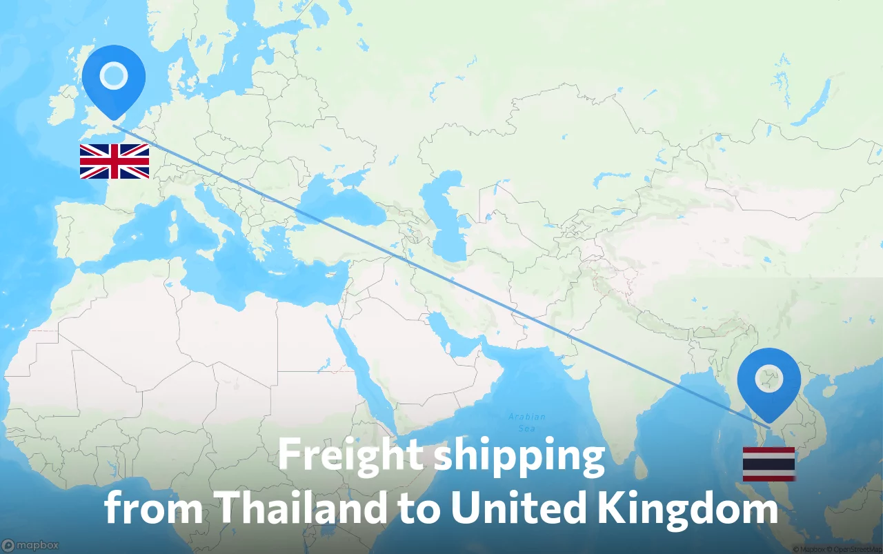 Shipping route from Thailand to United Kingdom