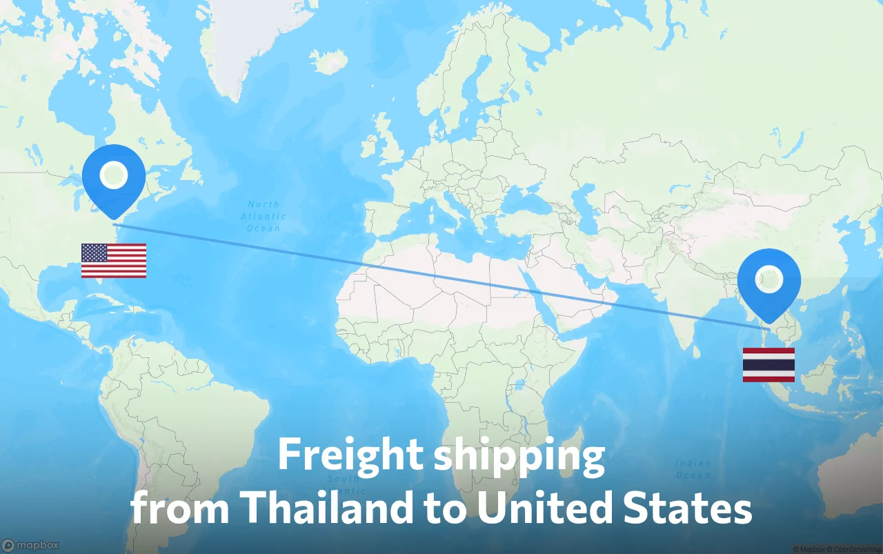 Shipping route from Thailand to United States