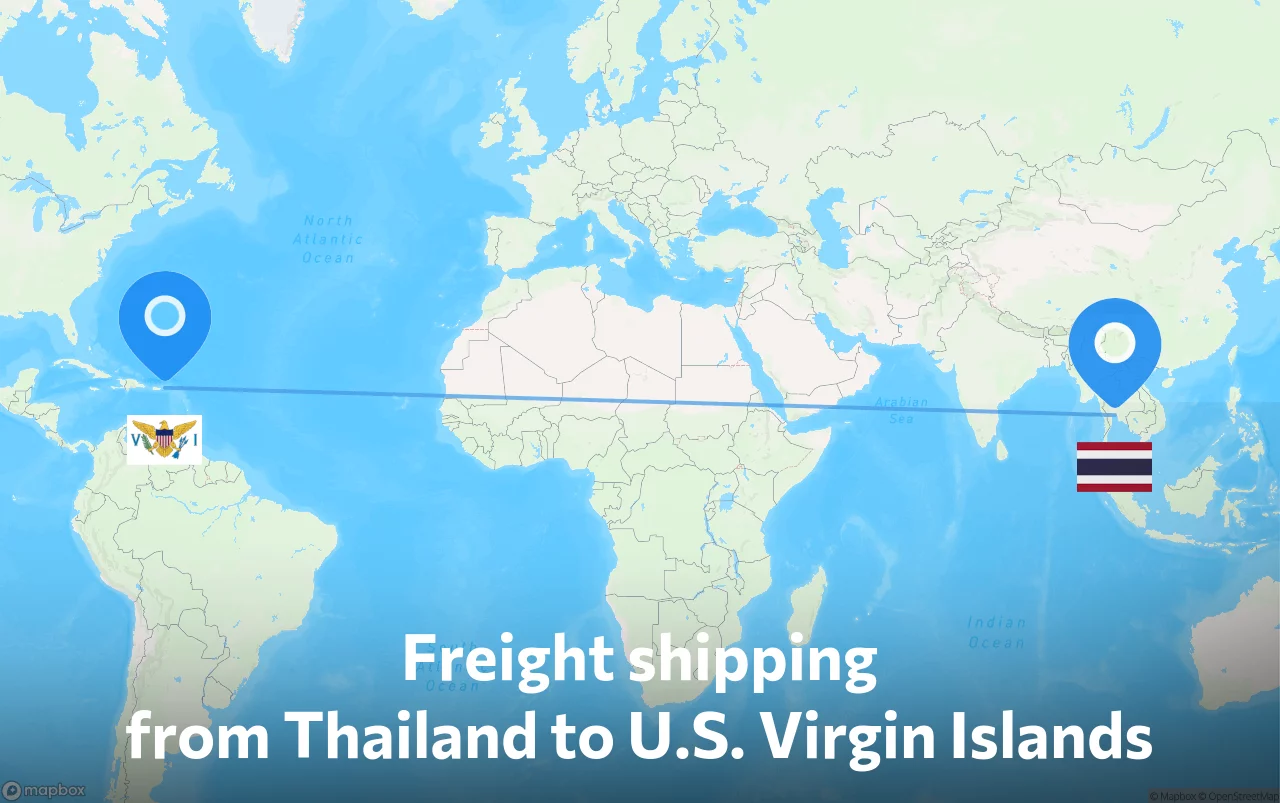 Shipping route from Thailand to U.S. Virgin Islands
