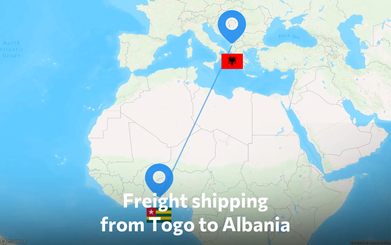 Shipping route from Togo to Albania