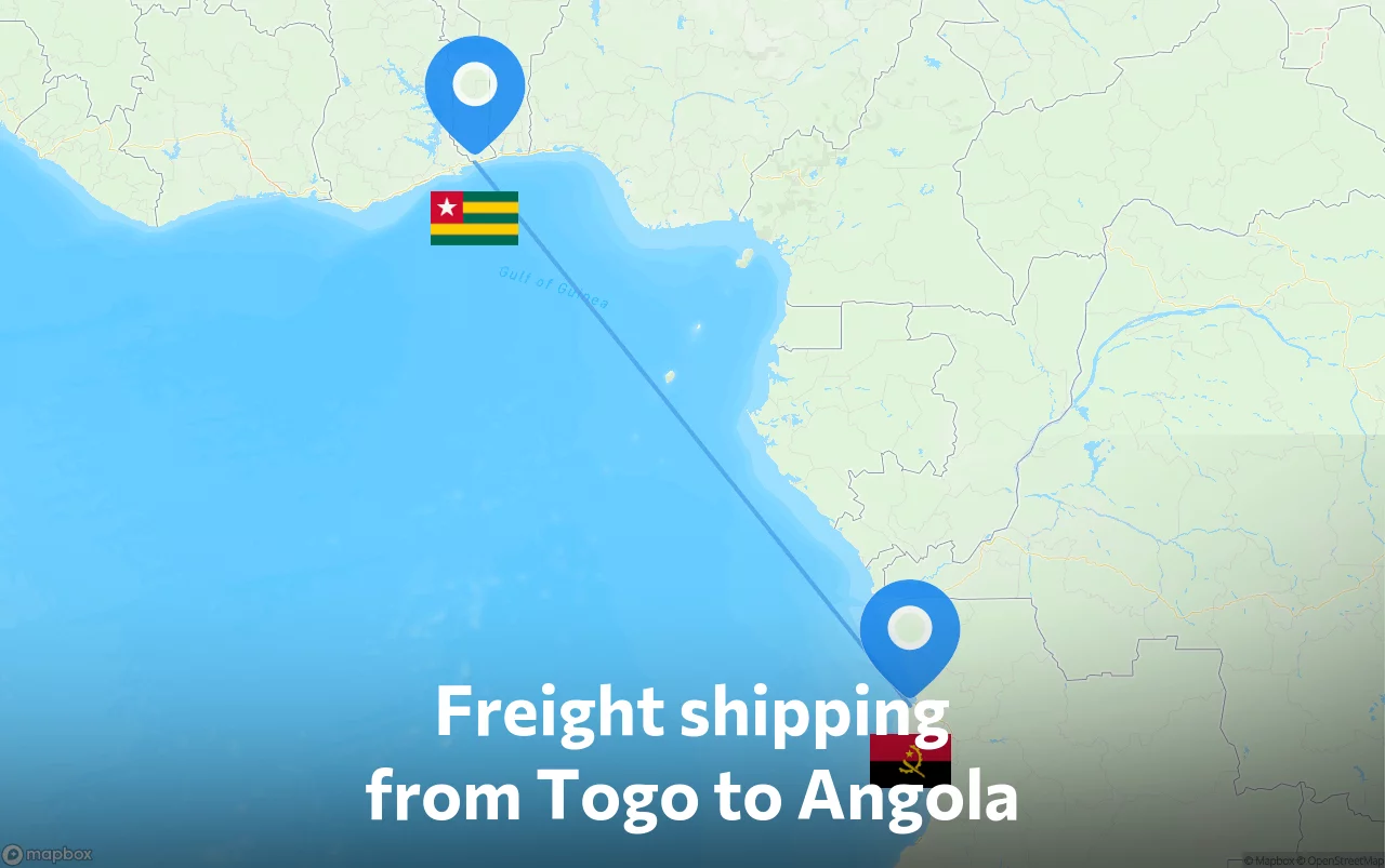 Shipping route from Togo to Angola