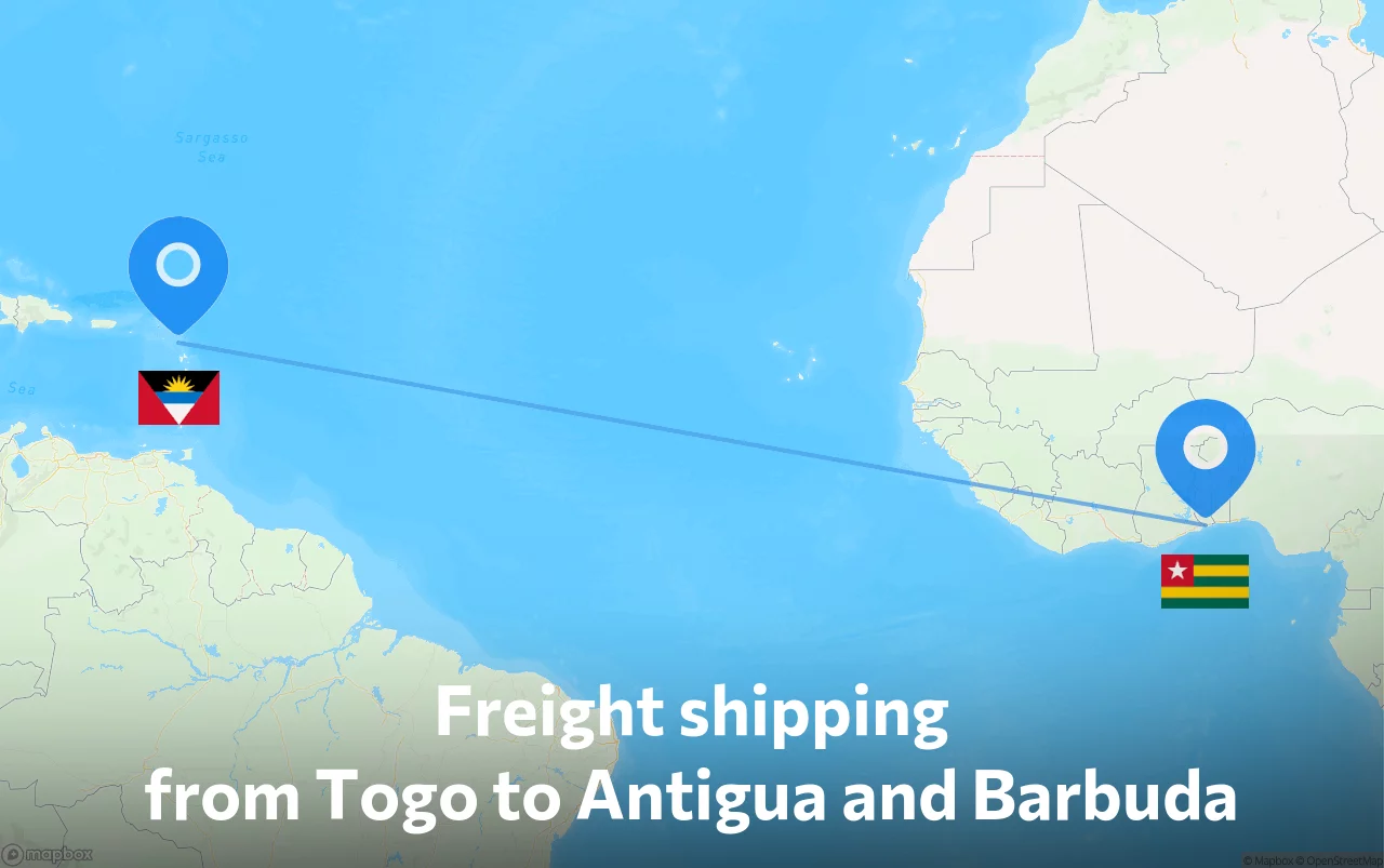 Shipping route from Togo to Antigua and Barbuda