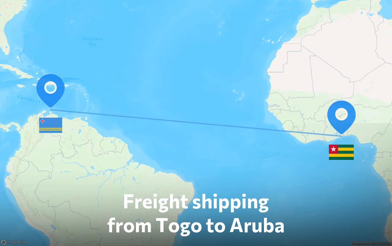 Shipping route from Togo to Aruba