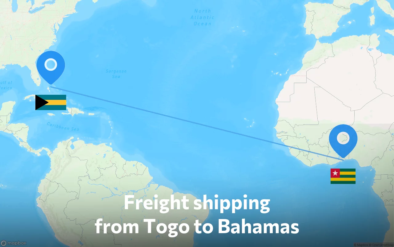 Shipping route from Togo to Bahamas
