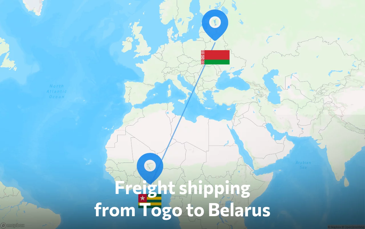 Shipping route from Togo to Belarus