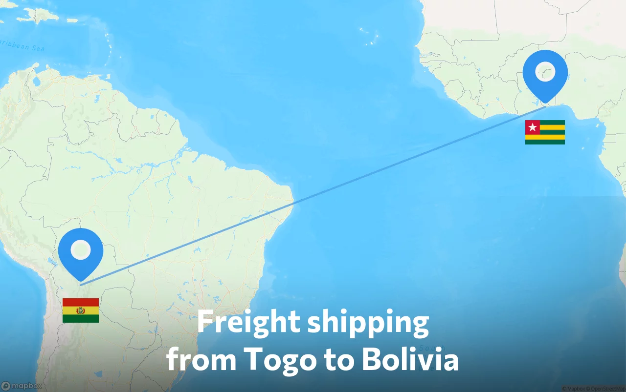 Shipping route from Togo to Bolivia