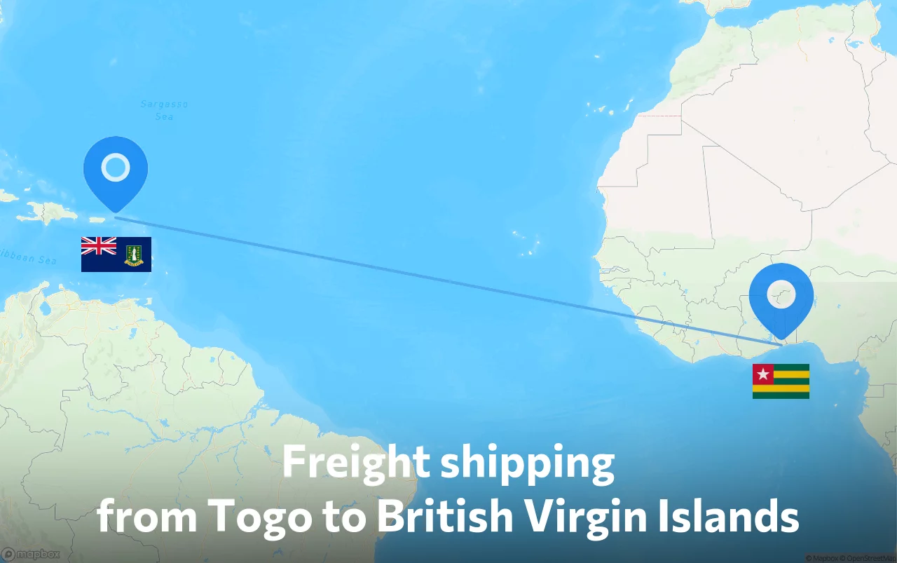 Shipping route from Togo to British Virgin Islands