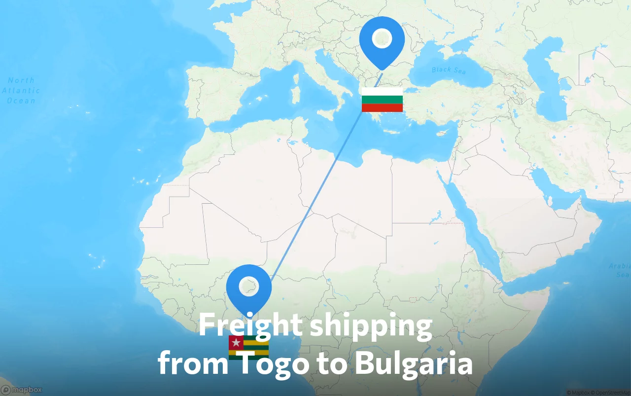 Shipping route from Togo to Bulgaria