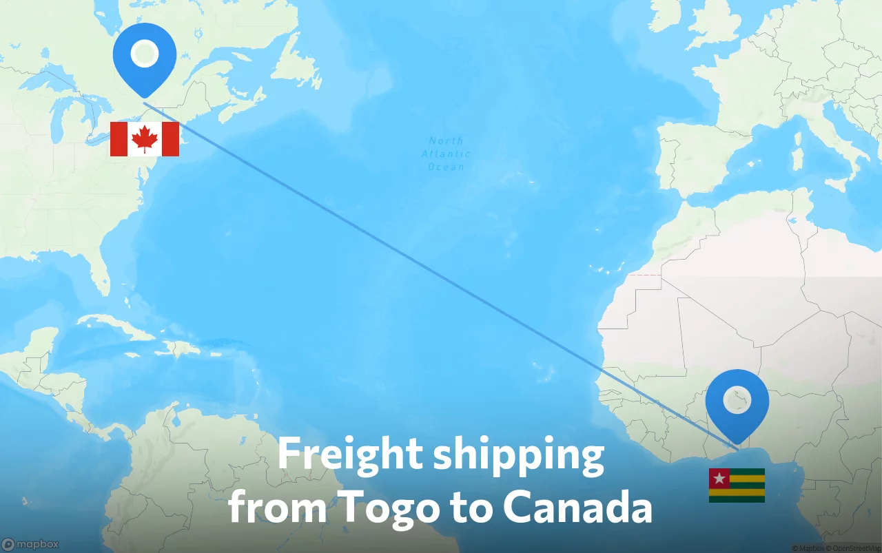 Shipping route from Togo to Canada
