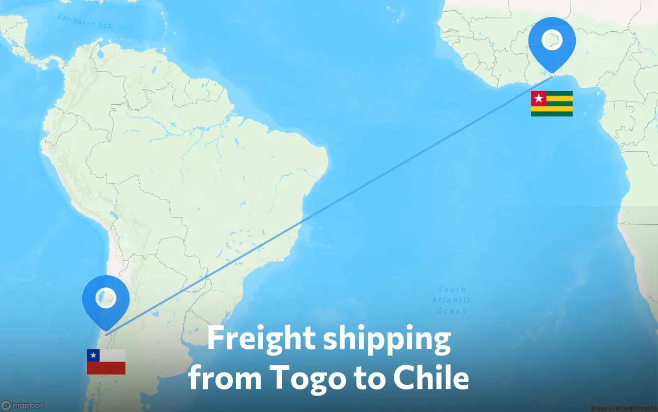 Shipping route from Togo to Chile