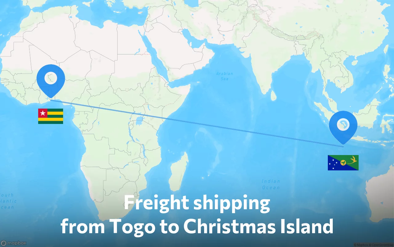 Shipping route from Togo to Christmas Island