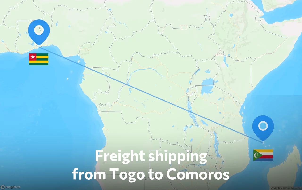 Shipping route from Togo to Comoros