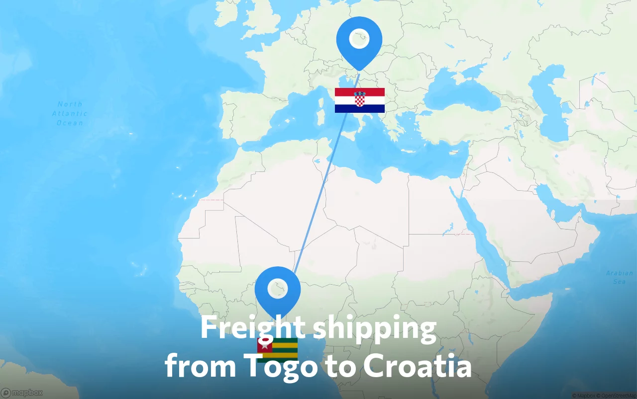 Shipping route from Togo to Croatia
