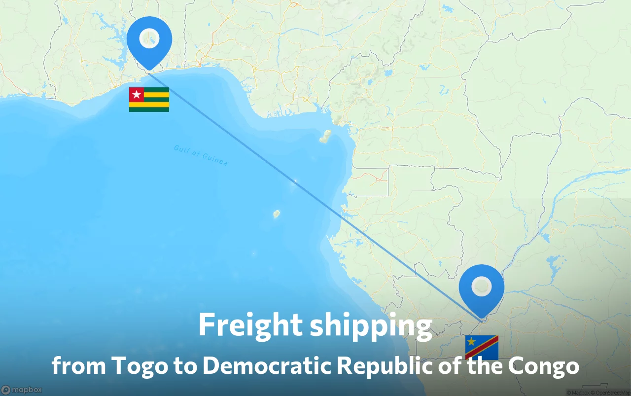 Shipping route from Togo to Democratic Republic of the Congo