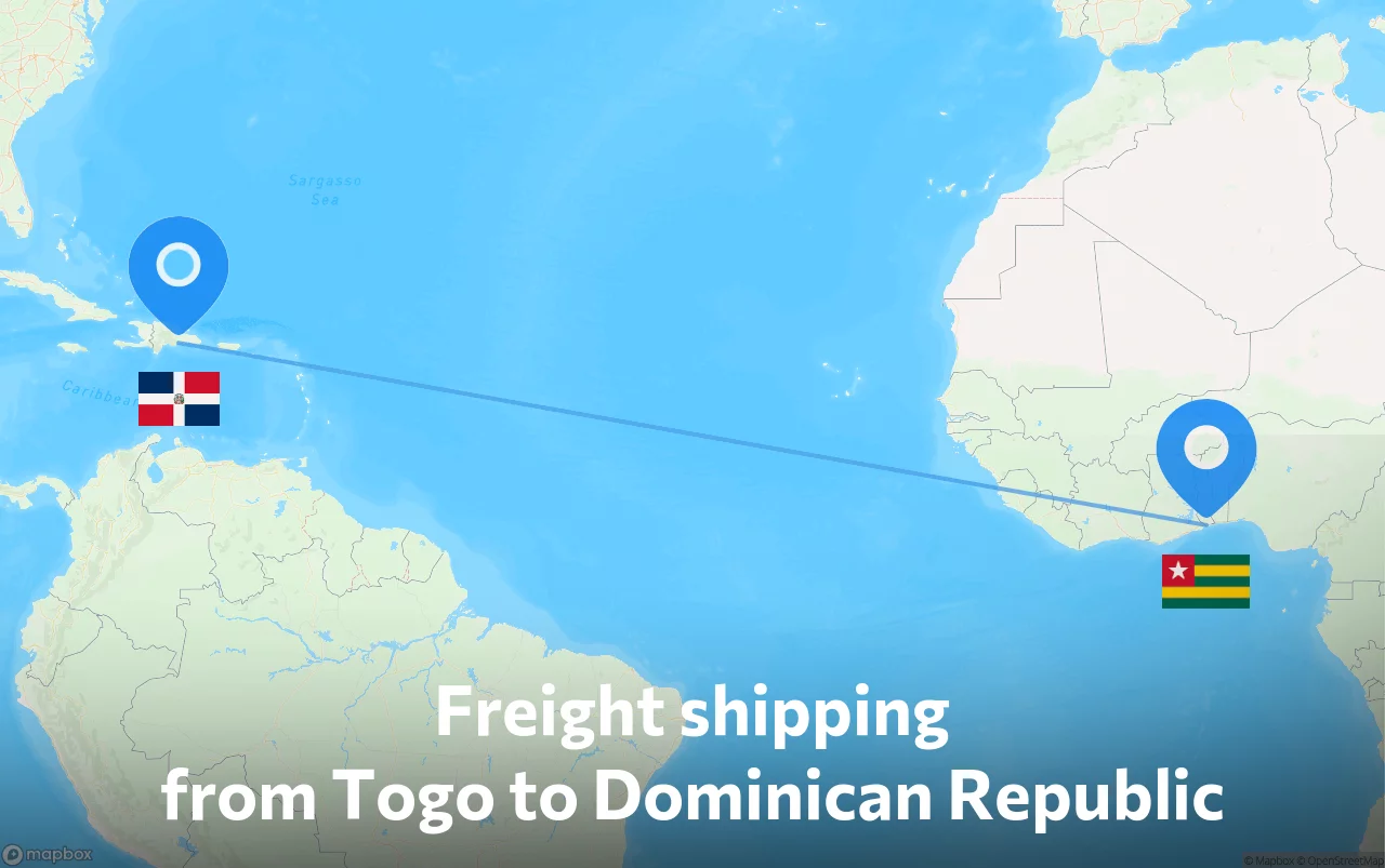 Shipping route from Togo to Dominican Republic