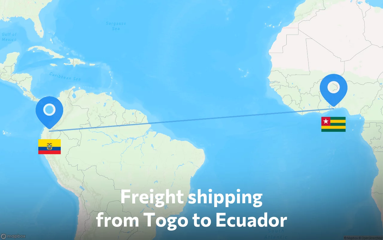 Shipping route from Togo to Ecuador